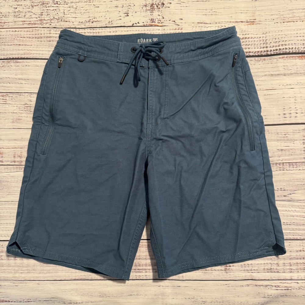 Roark Casual Shorts Blue Zip Pockets‎ Drawstring Men's Size 28x8